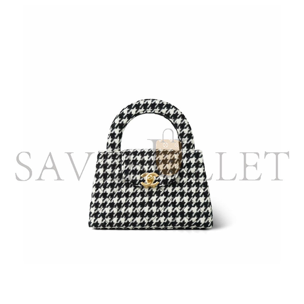 Ch*el master tweed houndstooth quilted nano kelly shopper (19*13*7cm)